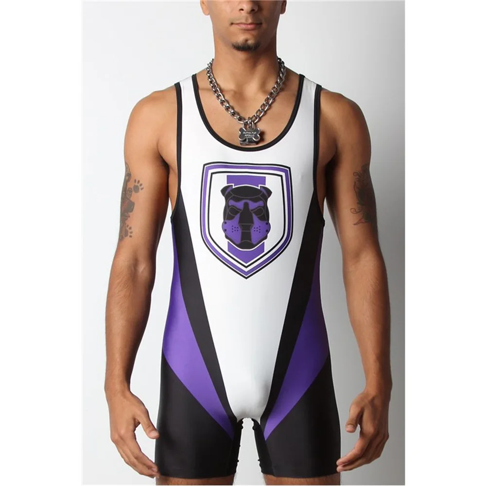 

New Men's Wrestling Singlet Suit One Piece Bodysuit Competition Freestyle Wrestling Suit Boxing Weightlifting Tummy Control Wear