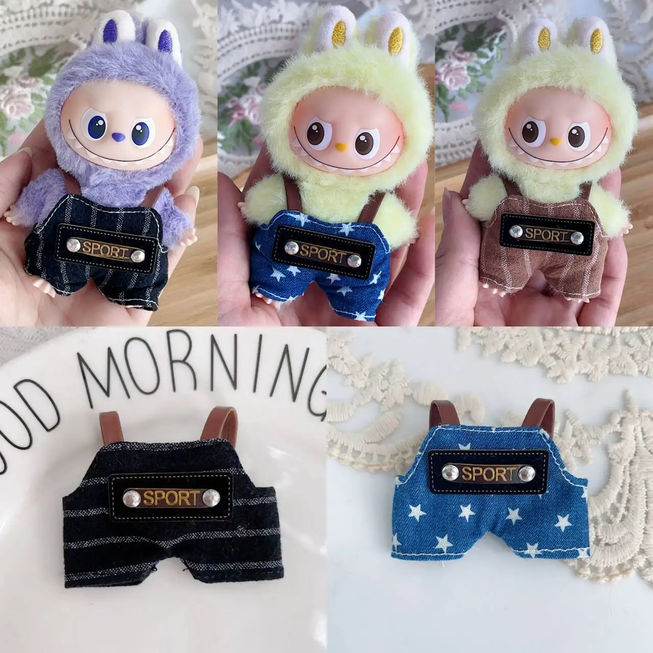 

Labubu одежда мини 10 см Labubu4.0 детское платье кукла полосатый комбинезон кукольное платье наряд замена только кукольная одежда без кукол