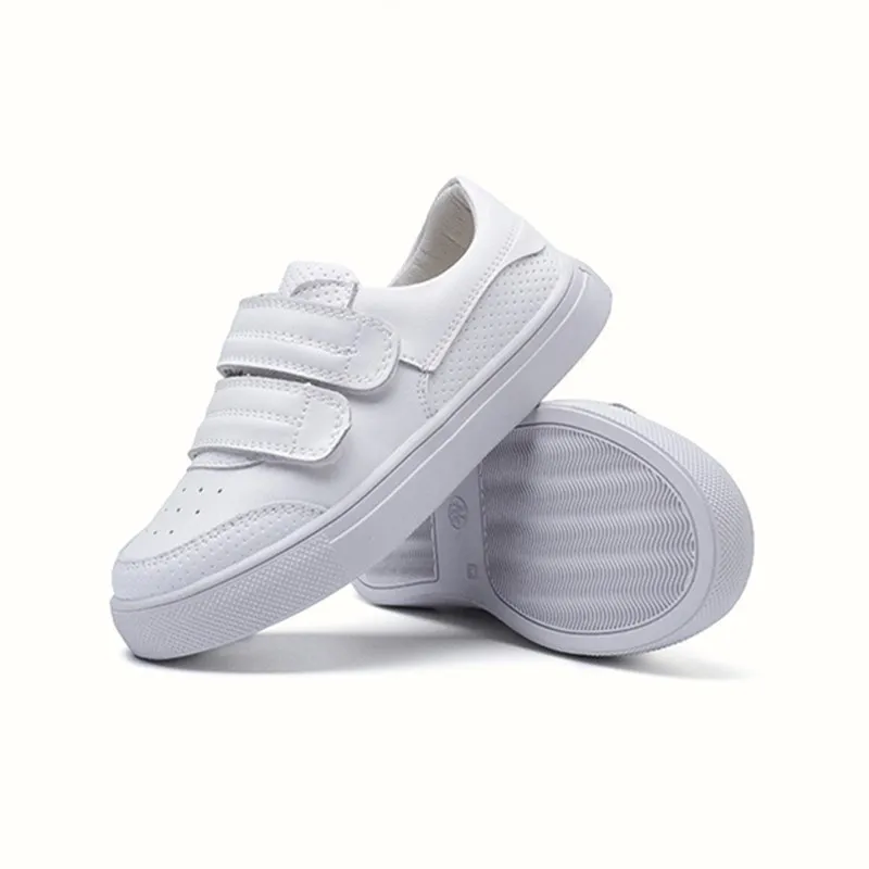 2024 nuove scarpe per bambini in vera pelle bianca per bambini appartamenti suola morbida traspirante Outdoor Tennis Fashion Toddler Boys Girls