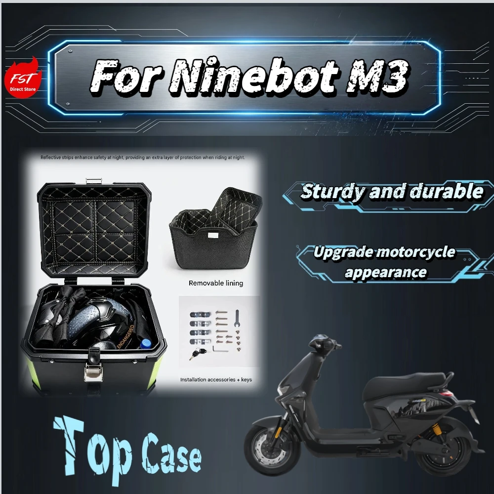 For Ninebot M3 45L City‑Edition Free‑Ride Alloy Tail Box Waterproof For Commuting Takeaway Travel Mod Accessories