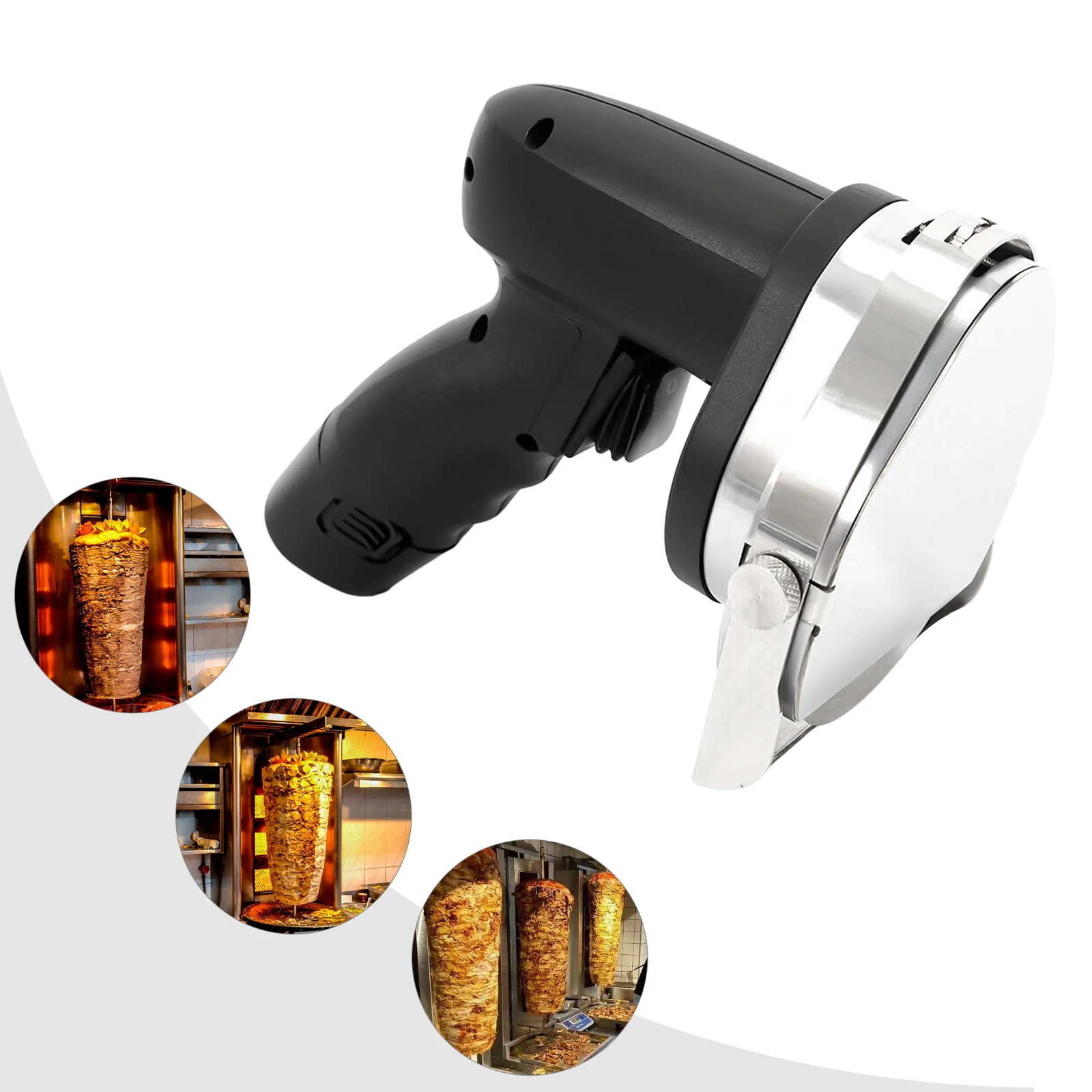 Rebanador eléctrico de Kebab de 80W, rebanador inalámbrico de acero inoxidable, cortador de Warma, máquina cortadora de carne asada portátil para barbacoa