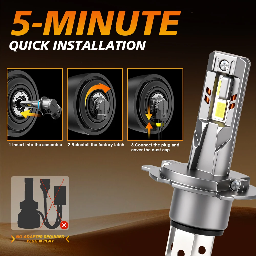 ROADSUN 2 Stück H4 9003 HB2 LED-Scheinwerfer für Auto H7 LED H1 H11 9005 HB3 9006 HB4 6500K 140W LED Auto-Scheinwerferlampe mit Hoher Helligkeit – Detail 9
