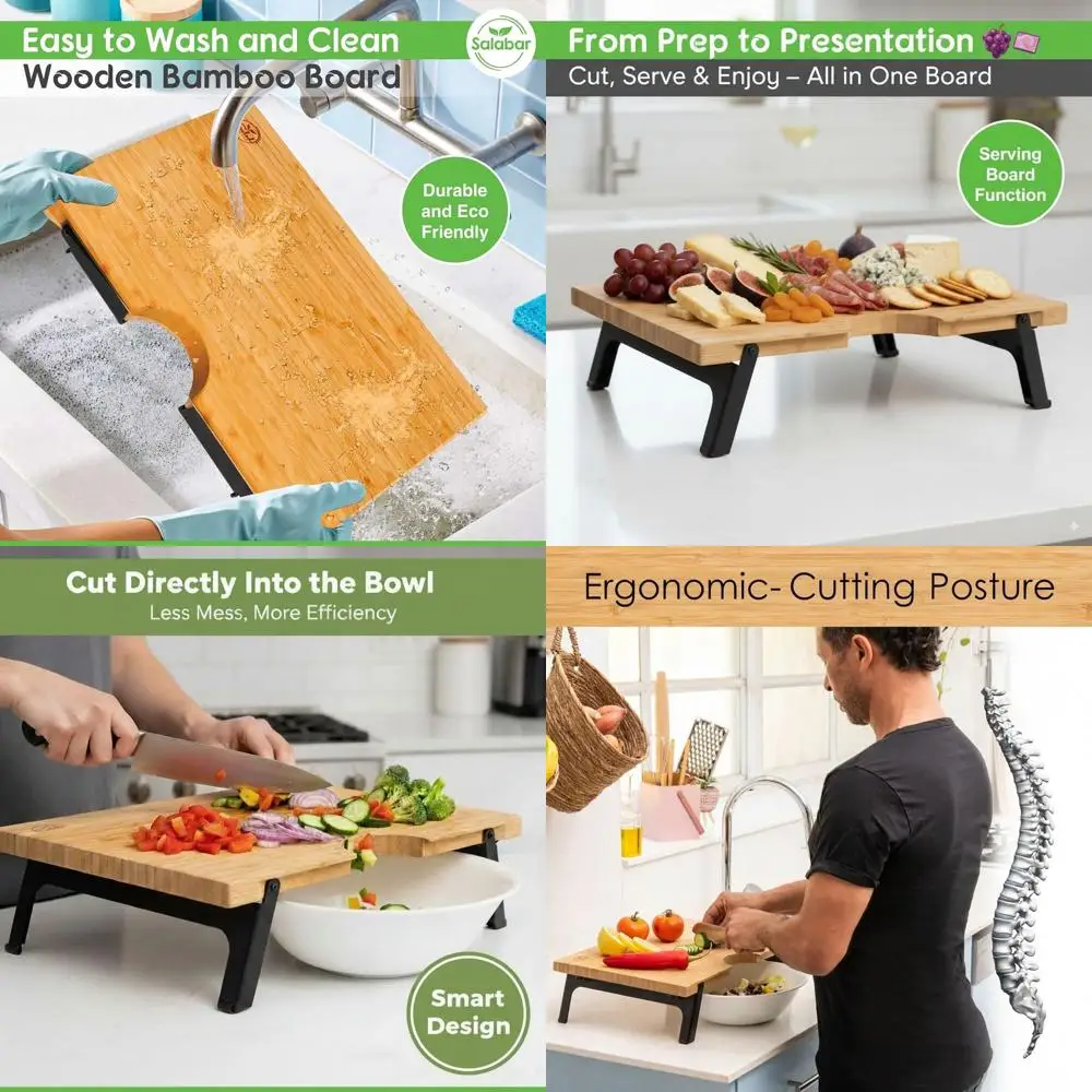 

Large 16x12 Inch Eco-Friendly Foldable Cutting Board with Non-Slip Feature and Innovative Design for Convenient Bowl Transfer