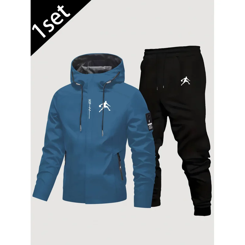 

Новый мужской осенне-зимний повседневный универсальный спортивный комплект для офиса и активного отдыха: куртка + брюки