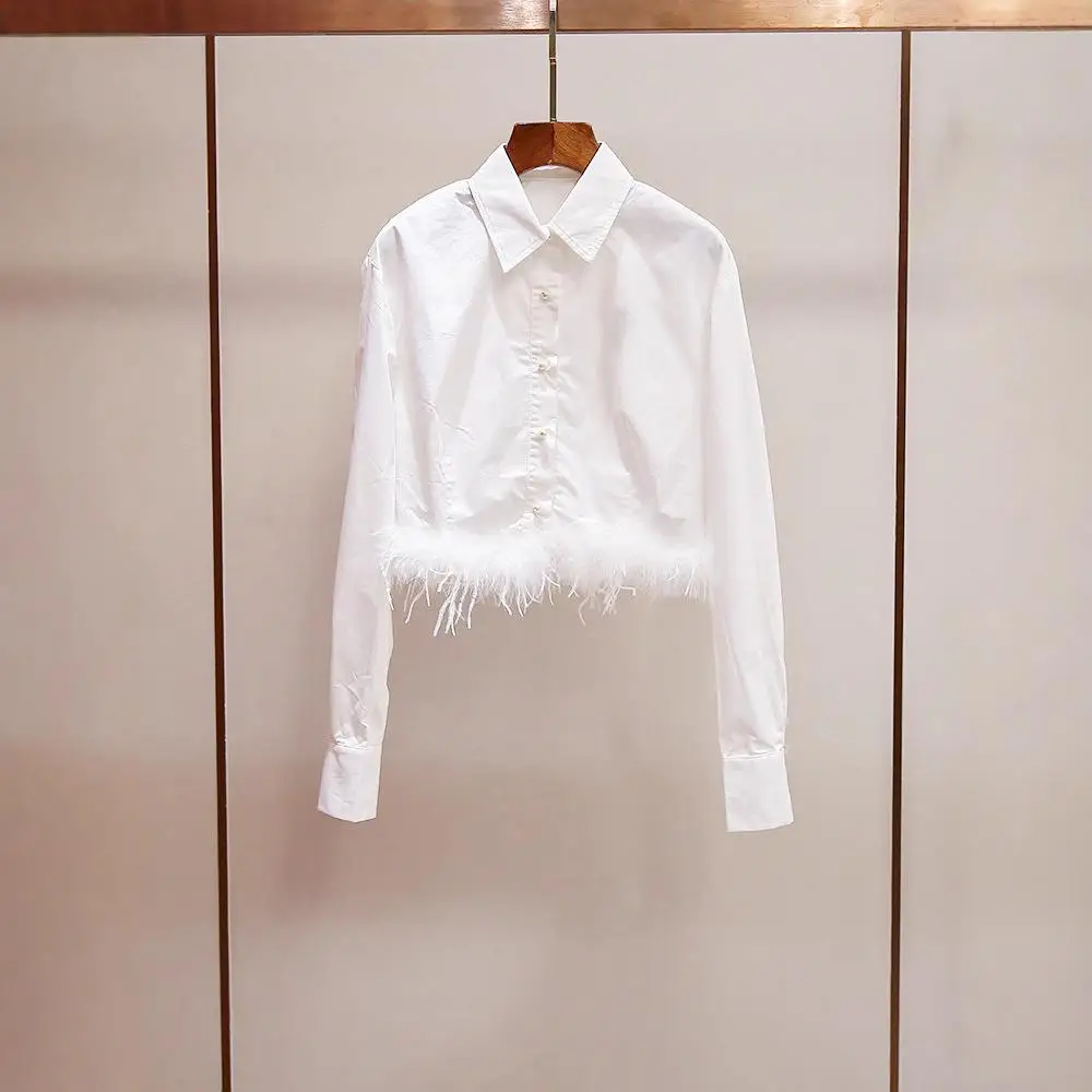 

Women's Long Sleeve Shirt Stand Collar Design High End Fashion Early Spring New Style Commute Style Pure Color PU Material