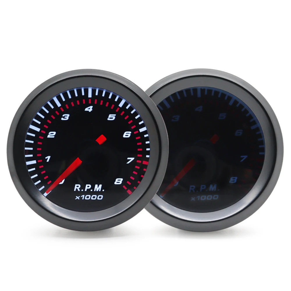 2\'\' 52mm Universal Smoke Lens Auto Tachometer White LED 0-8000 RPM Gauge Car Meter For 1-8 Cylinders Gasoline Car