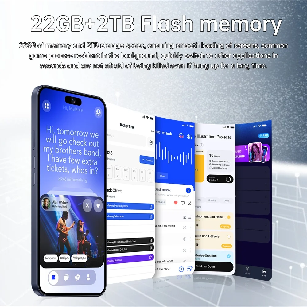K-Touch Mobile Phones A17 Pro Max 5G Dual SIM Smartphone Android 15 Cell Phone 7.3 Inch 16+48MP 22GB+2TB 7800mAh Global Version Cellphones