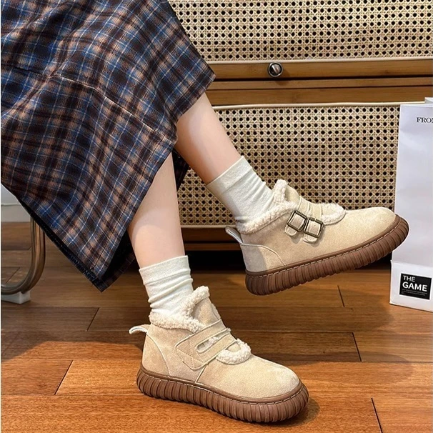 

Winter Thick Soled Women's Plush Snow Boots Height Increasing, Warm, Non Slip Ankle Boots Fashionable Cotton Shoes Botas Mujer