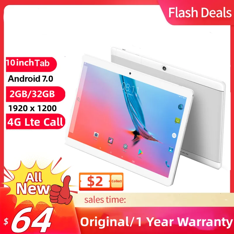Планшет с 10,1-дюймовым дисплеем, процессором MTK6735, ОЗУ 2 Гб, DDR3 + 32 ГБ, 4G LTE, Android 10,1