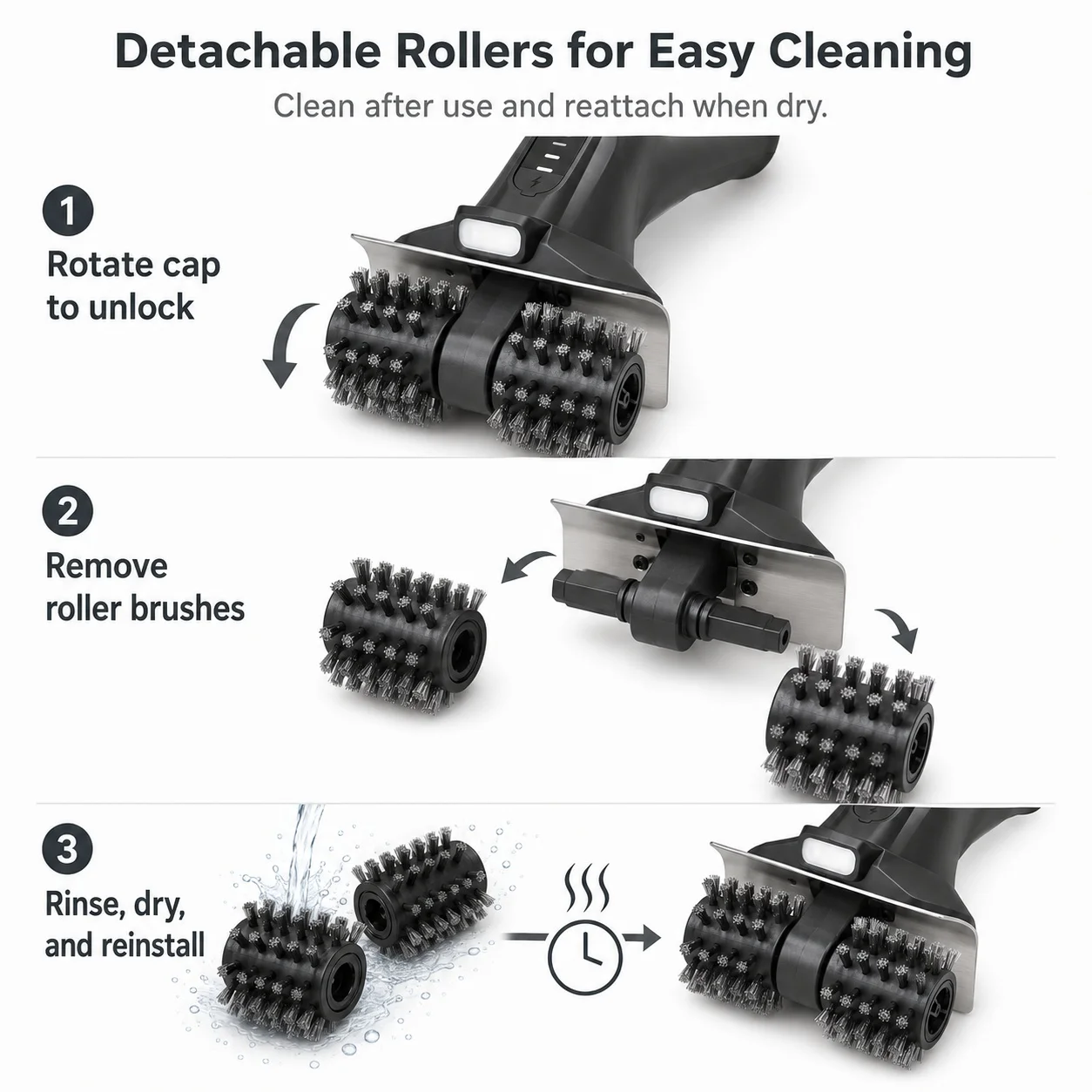 Electric Grill Brush, High Torque Grill Brush, for Porcelain Cast Iron Stainless Steel, Type-C Rechargeable