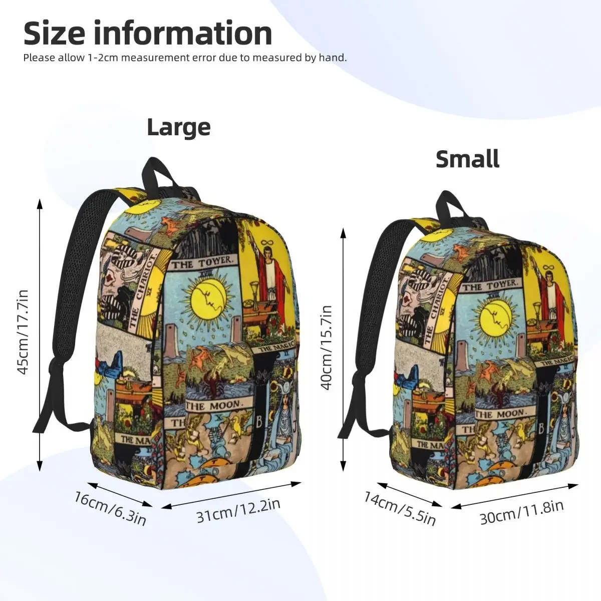 Vintage Moon Canvas Backpacks Tarot Art Collage Basic Bag University Backpack Breathable Bags