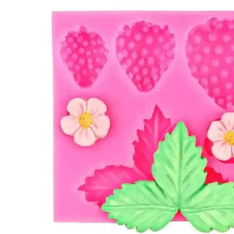 Strawberry Flower Leaf Fondant Silicone Mold Cake Decorating Tool Sugarcraft Chocolate Gumpaste Mold Resin Clay Tool