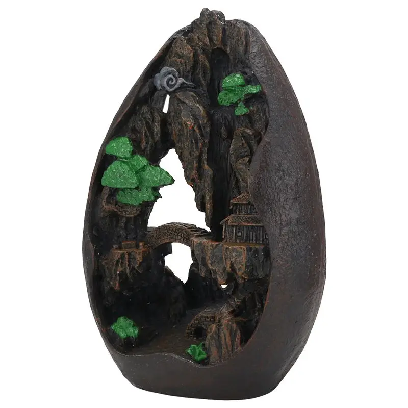Lofty Mountains And Flowing Water Backflow Incense Burner Smoke Waterfall Incense Sticks Holder 20 Pcs Incense Cones-AT36