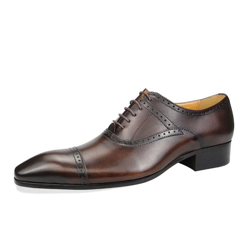 

Men's Leather Shoes Fashion British Business Formal Leather Shoes Derby Dress Shoes Low-heeled Comfortable Leather Work Shoes