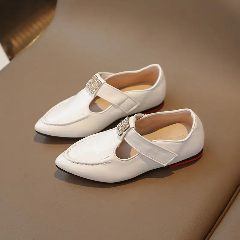 2026 Spring Autumn Kids Leather Shoes for Girls Pointed Toe Performance Soft Sole Baby Shoes Comfortable Stylish Footwear