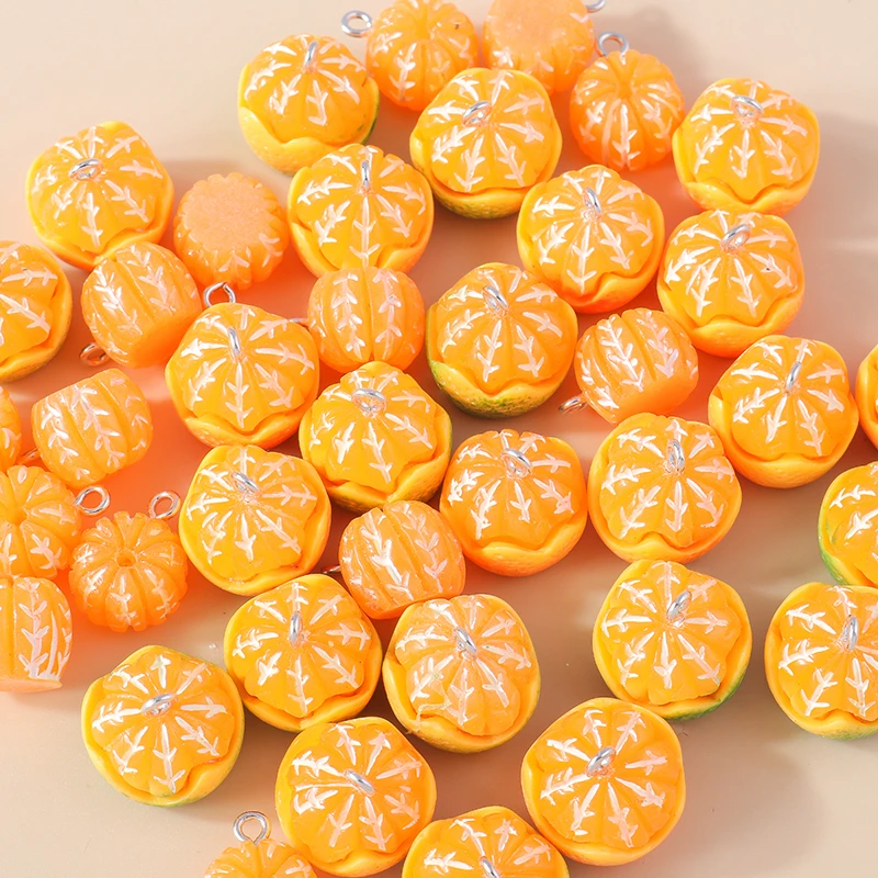 20 Stück Niedliche Frucht-Anhänger aus Harz, Orange-Charms für Schmuckherstellung, DIY Ohrringe, Halsketten, Armbänder, Accessoires – Detail 4