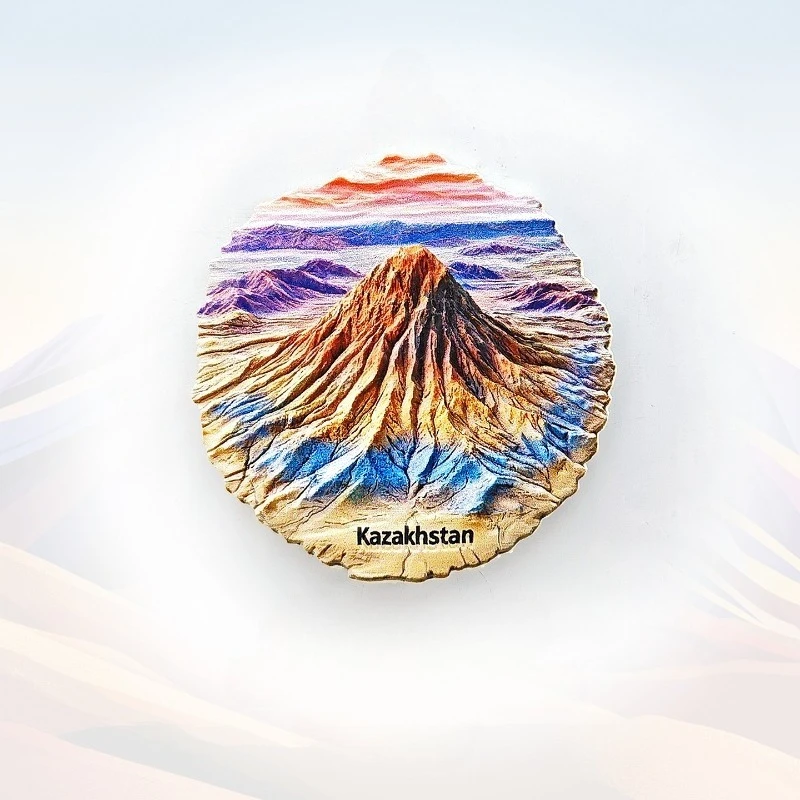 Kazakhstan Bektau-Ata Mountain Fridge Magnet - 3D Granite Rock Souvenir Steppe Landscape Decor Unique Central Asia Gift