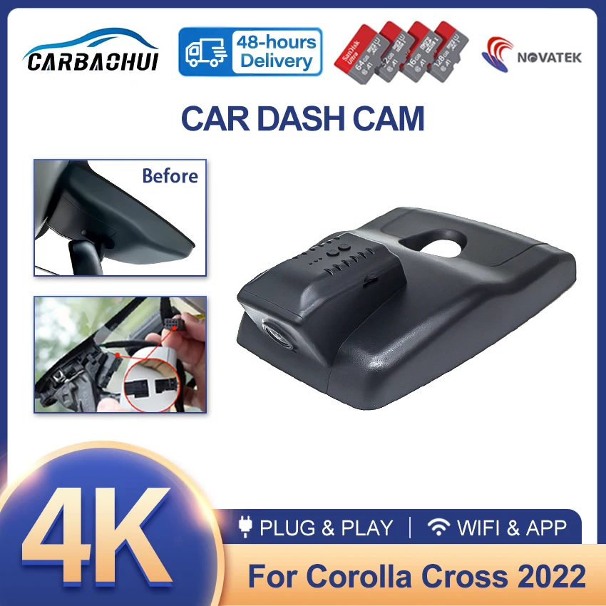 

4K UHD видеорегистратор Plug and Play OEM для Toyota Corolla Cross 2022, с Wi-Fi, простая установка