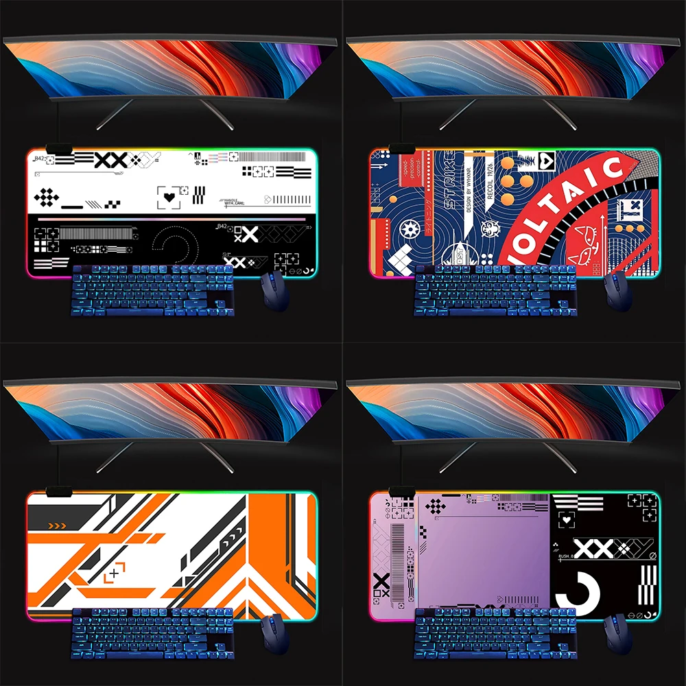 Коллекция печати Asiimov RGB Pc игровой коврик для клавиатуры и мыши, коврик для мыши, светящийся коврик для мыши, резиновый игровой компьютерный коврик