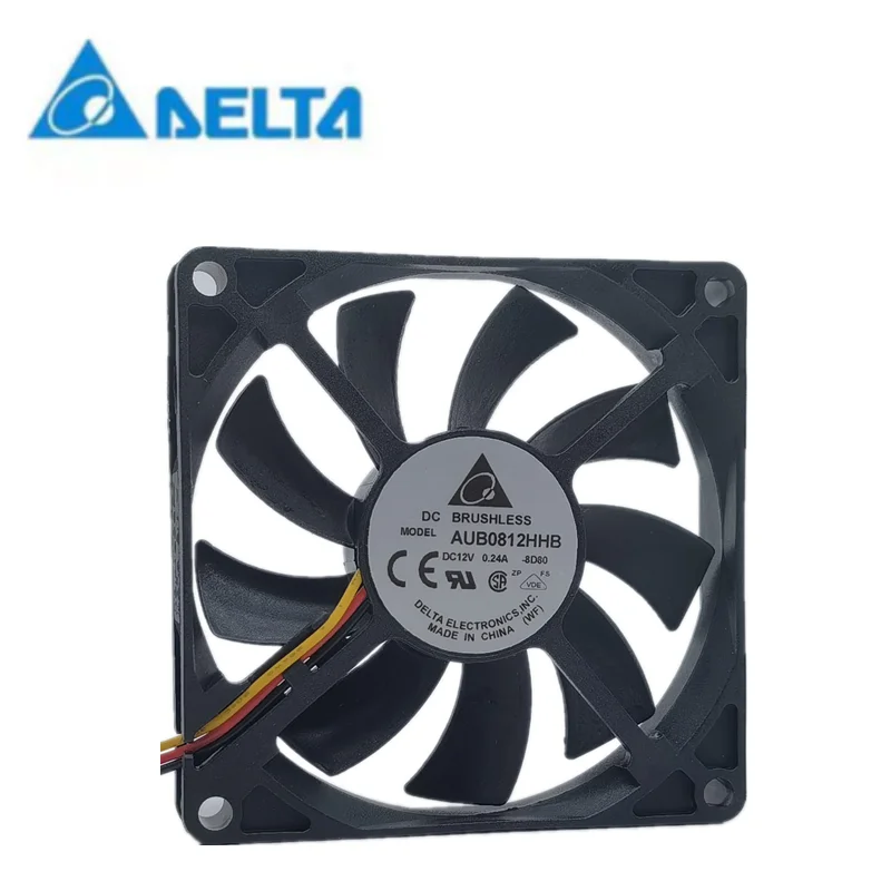 

New delta AUB0812HHB 12V 0.24a 8015 8cm silent chassis power cooling fan