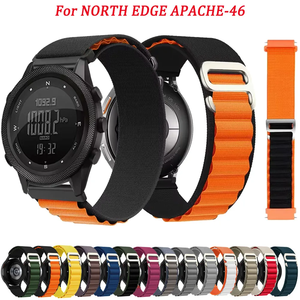 22mm Watch Band Alpine Loop For NORTH EDGE APACHE-46 Sport Strap Nylon Wristband Correa For APACHE-46 Replacement Bracelet