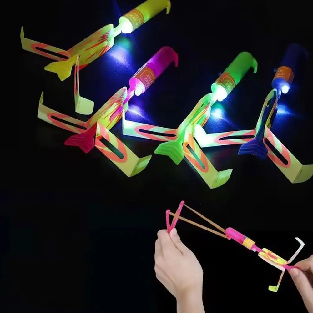 Fliegende Spielzeuge LED-Pfeil-Helikopter-Werfer Leuchtende Raketen-Helikopter-Spielzeuge Leuchtende Schleudern für Kinder Zufällige Farbe – Detail 5