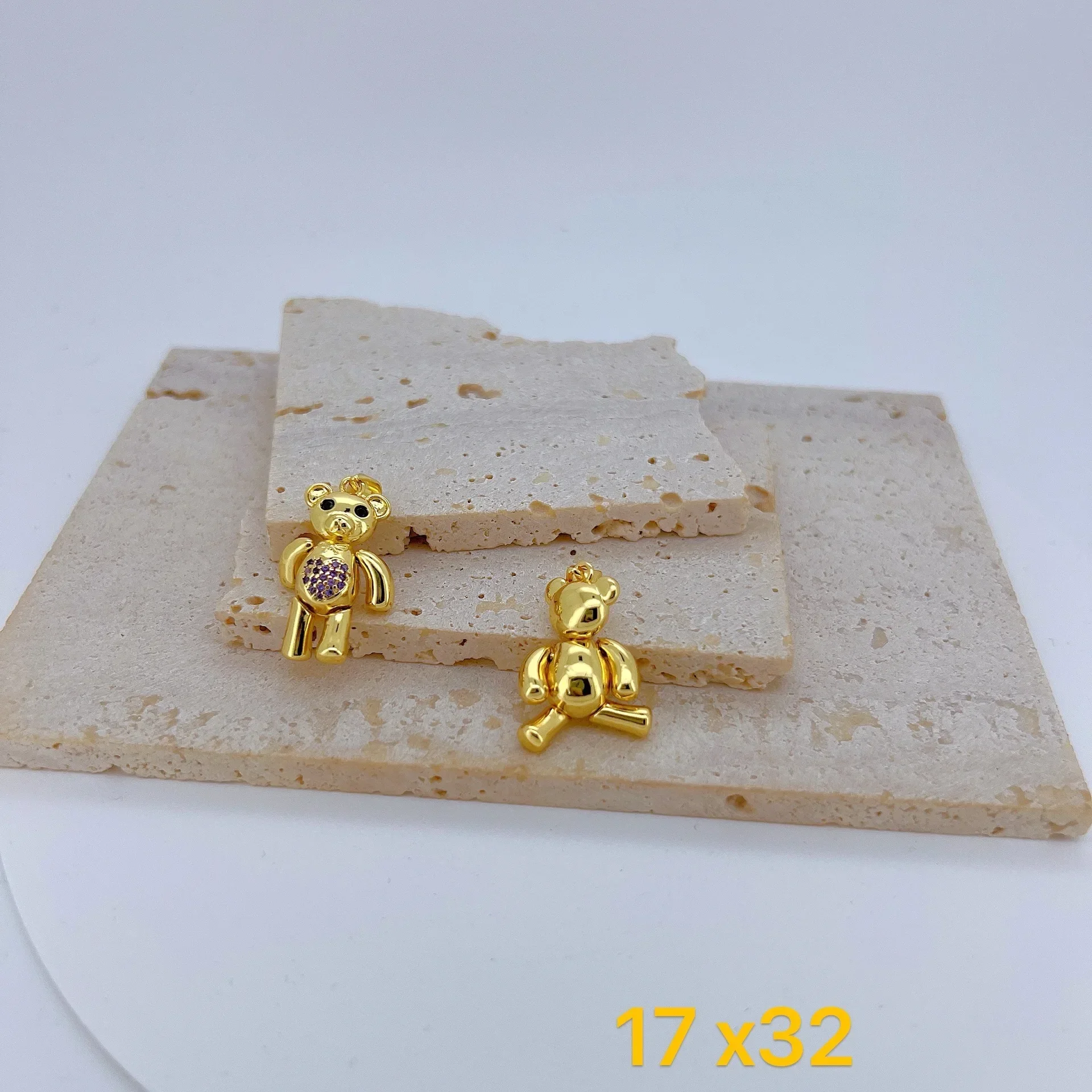 LJRIVER 2Pcs Plated Cross Bear Pendant DIY Jewelry Making Micro Inlay Colorful Zircon Adjustable Necklace Accessories Wholesale