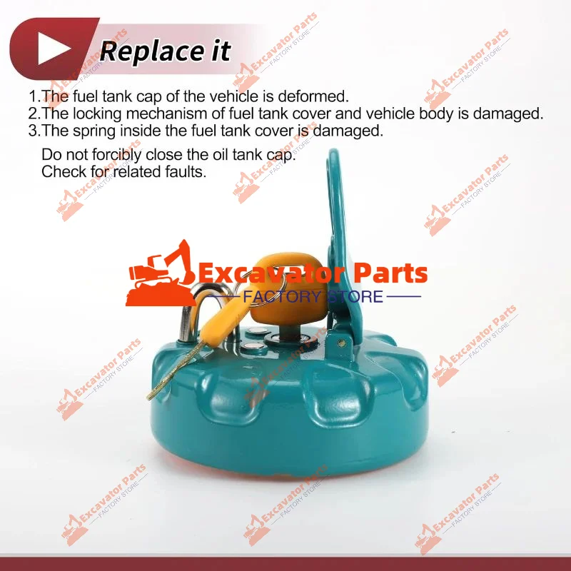 غطاء غاز قفل حفارة HEROFFIX لغطاء خزان الوقود KOBELCO مع مفتاحين فضي اللون أحمر أصفر أزرق #5