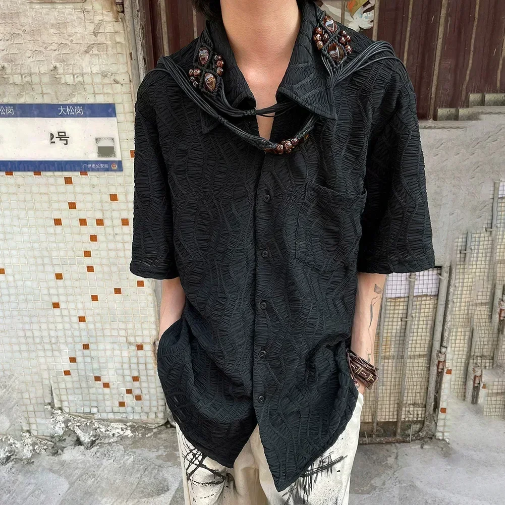 

Casual Style Jacquard Pleated Top Fashion Pleated Tops For Summer Casual Black And White Design Daily Wear Top