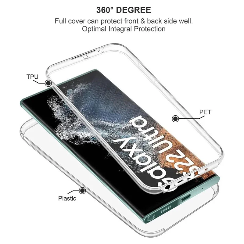 360 Full Body Protective Case Shockproof Transparent Cover For Samsung Galaxy S24 S23 S22 S21 S20 Plus Ultra A13 A14 A15 A33 A34