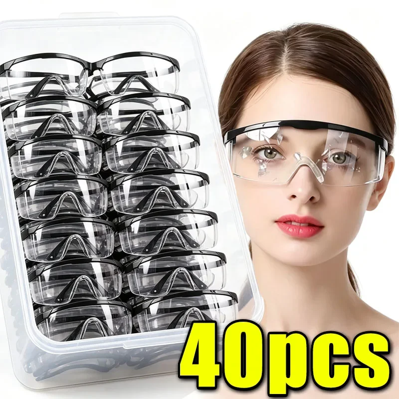 1-40PCs Anti-Splash Work Safety Glasses Eye Protecting Lab Goggles Protective Industrial Wind Dust Proof Goggles Cycling Glasses