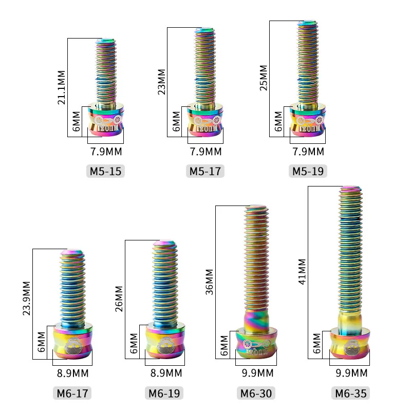 MUQZI-tornillos de titanio para bicicleta, Perno de tapa superior, pinza de freno, M5x15, 17, 19MM, M6x17, 19, 30, 35MM