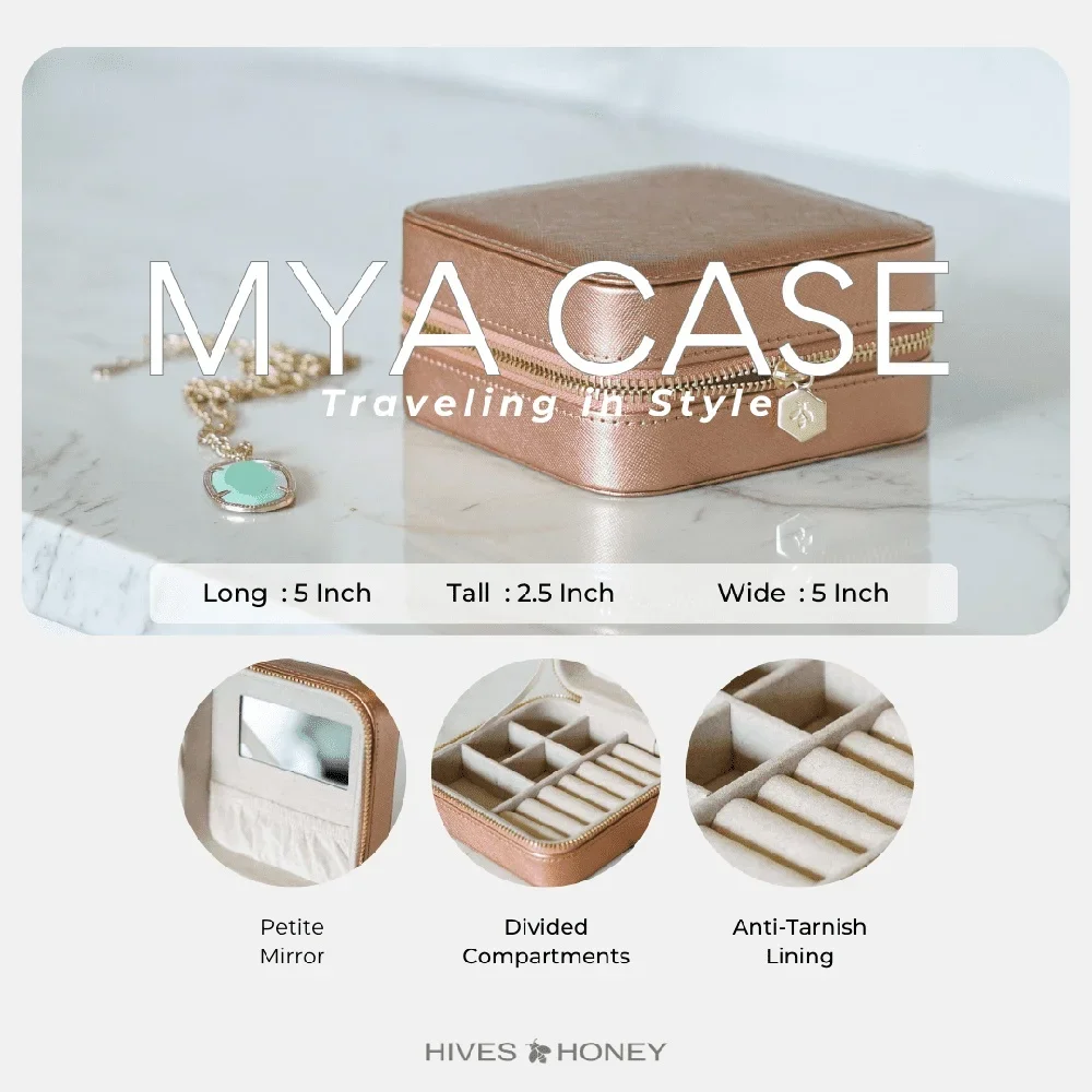 

Женский дорожный футляр для ювелирных изделий, компактный органайзер из искусственной кожи с зеркальными держателями для колец, разделенные отделениями и сумкой для хранения