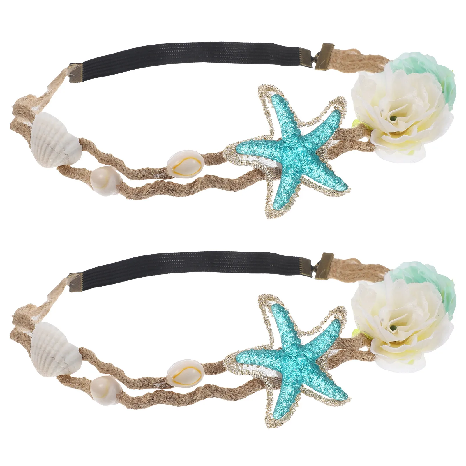

2Pcs Sea Star Flower Decorative Headbands Unique Style Hair Bands Wedding Party Hair Accessories Chic Women's Headpiece