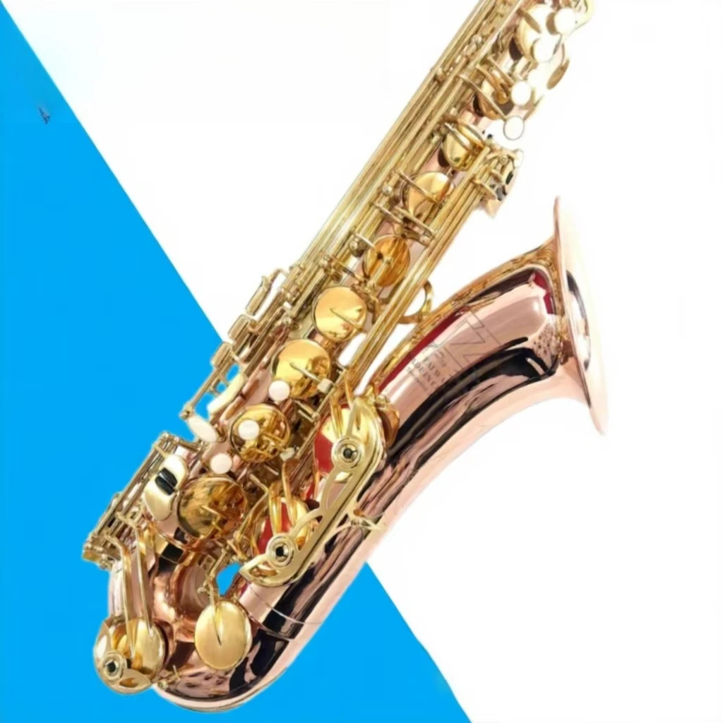 Phosphor Bronze Gold Lacquer BB Tenor Saxophone with B-flat Key for Adult Exams and Beginner Performance