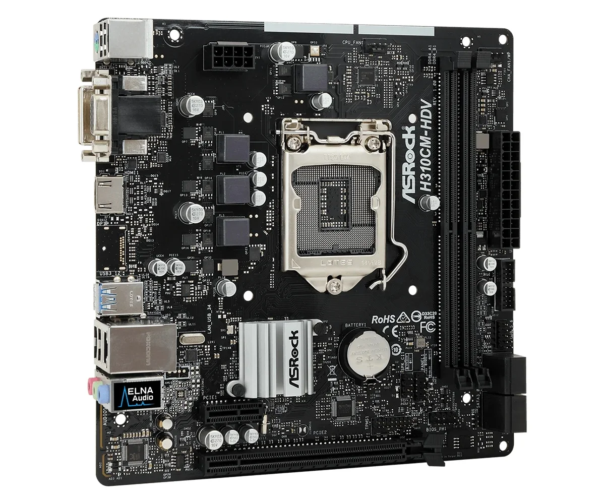 Imagem -03 - Motherboard Suporta 9ª e 8ª Geração Processadores Intel Core I9-9900 I58500 Cpu Ddr4 2666 Micro Atx Pcie 4.0 Asrock-h310cm-hdv