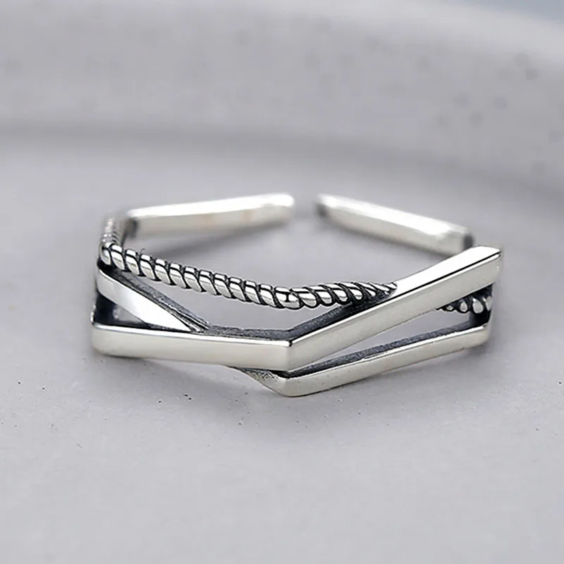 925 Sterling Silver Entanglement Geometry Woman Rings Engagement  Wedding Luxury Jewelry Wholesale