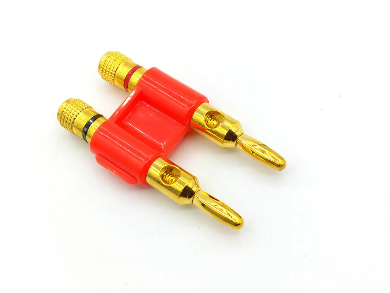 2pcs GOLD Connector Stackable Double 4mm Banana Plug Speaker Loudspeaker Plug