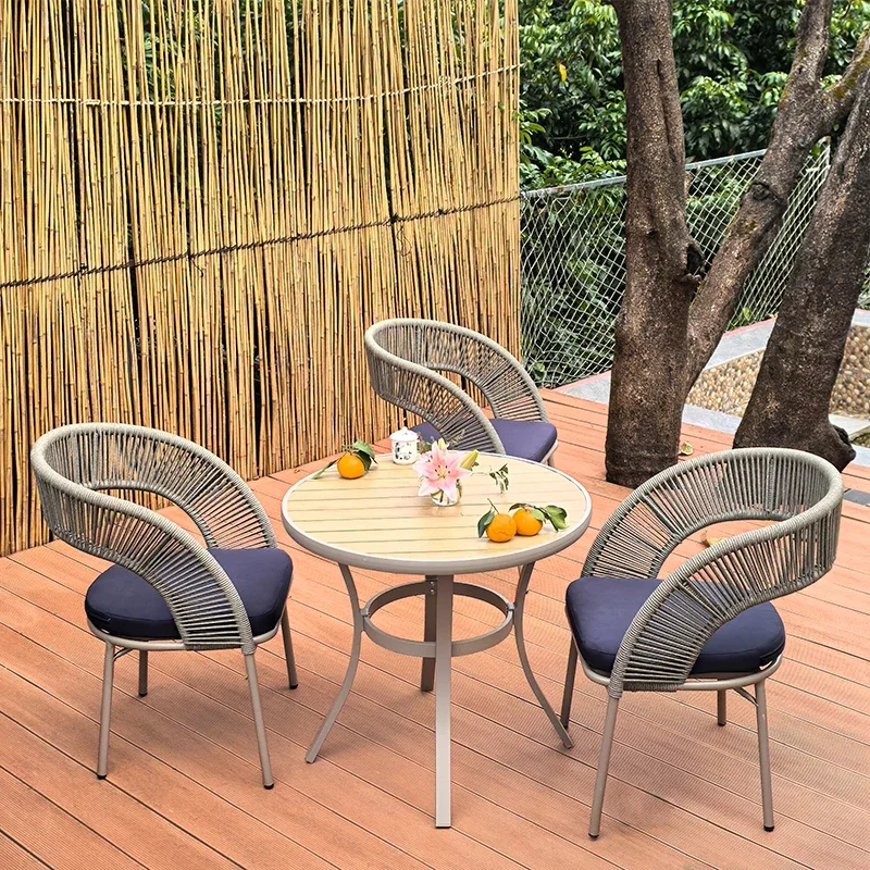 

Outdoor courtyard table and chair combination balcony garden fully handmade set anti-corrosion sun-resistant and anti-aging