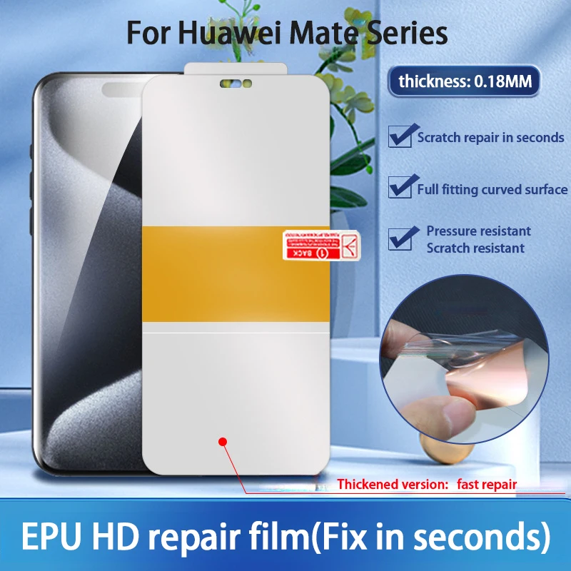 For Huawei Mate 60 50 40 Pro Plus RS Ultimate Pro+ 50E Positioning Scratches Automatic Fix In Seconds Soft EPU HD Hydrogel Film