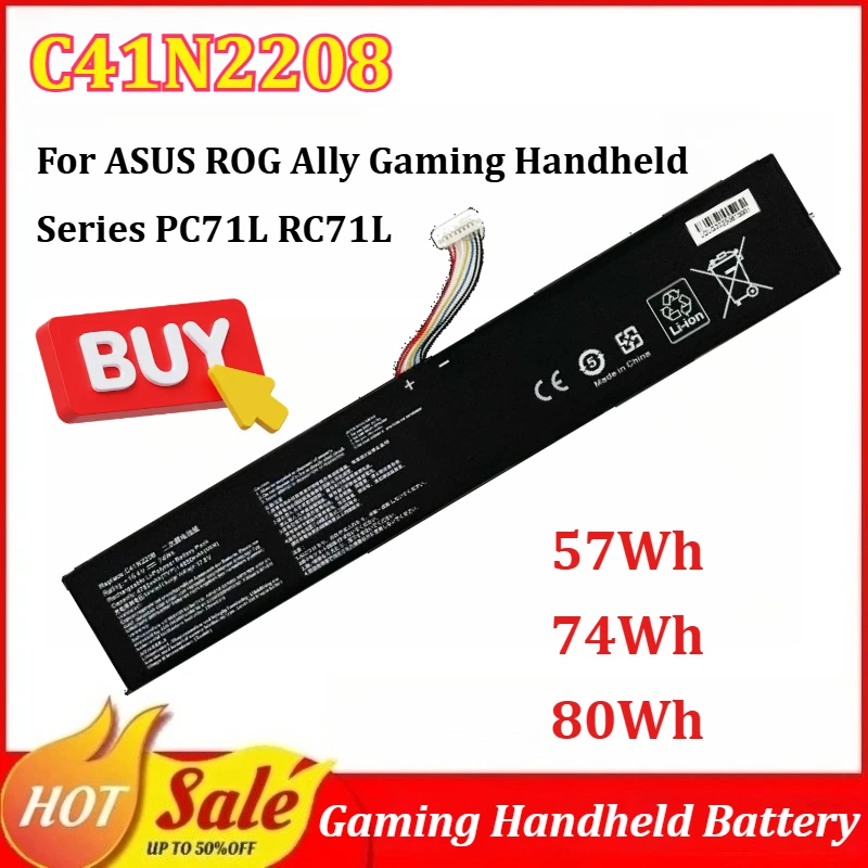 

C41N2208 57Wh/74Wh/80Wh Gaming Handheld Battery for ASUS ROG Ally Gaming Handheld Series PC71L RC71L Replacement Battery