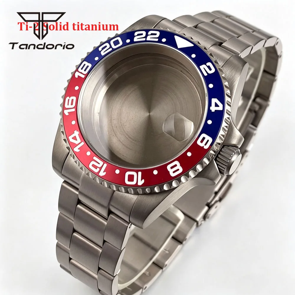 Solid Titanium 40mm Watch Case & Bracelet Sapphire Glass Waterproof Fit NH34 NH35 ETA2824 PT5000 For SUB Wristwatch Mod Parts