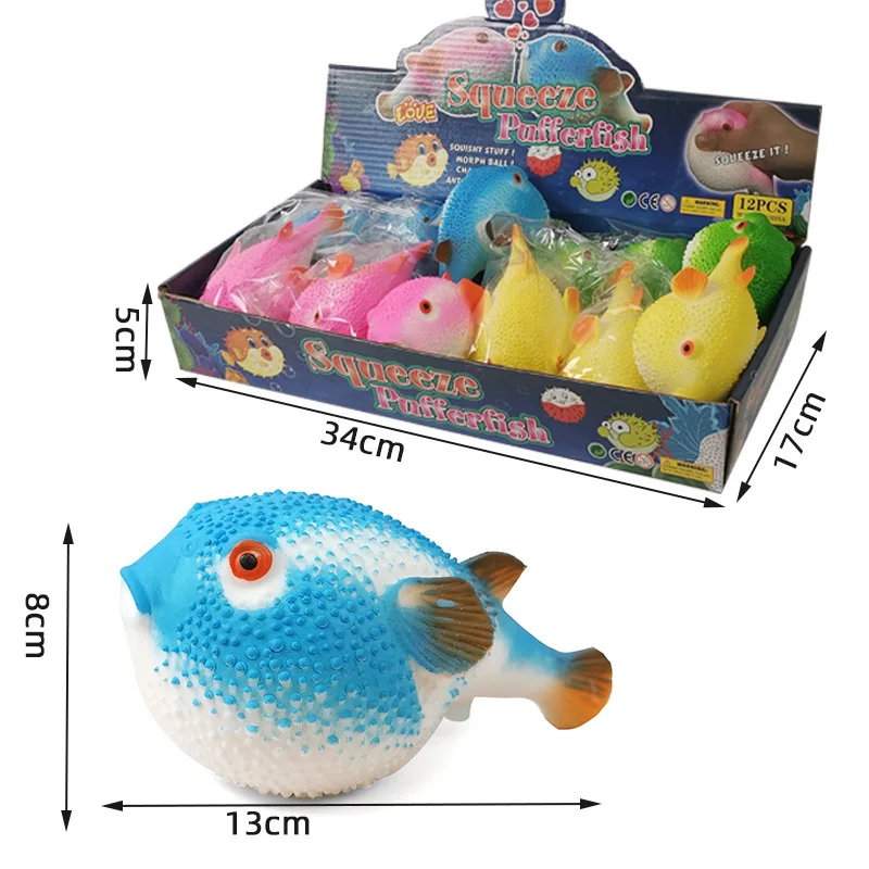 Fun Round Angry Puffer Fish Squeeze Stress Relief Toy Fingertip Toy Stress Ball Fidgeting Kids Toy Kawaii Puffer Fish Baby Gift