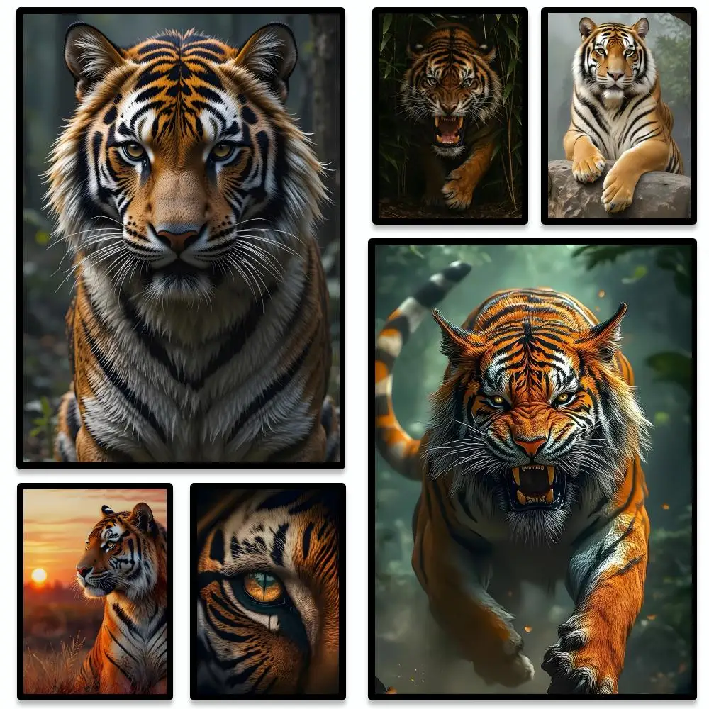 Tiger Poster Waterproof Self-Stick | Durable Decor | Ideal for Bedroom, Kitchen & Entryway