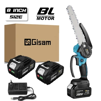 Gisam 8 인치 전기 전기 톱 브러시리스 전기 톱 충전식 가지 치기 톱 정원 목재 절단 로깅 전동 공구 Makita 18V 용