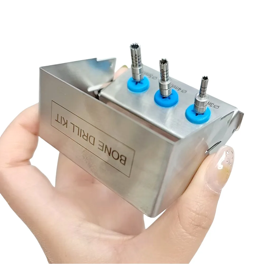 Dental Implant Trephine Bur & Osteotome Set, Stainless Steel Bone Ring Cutter and Positioning Drill – Surgical Accessories