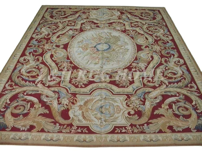 Free shipping  9'x12'  French Aubusson woolen rug, Aubusson Carpet, Handmade Carpet, 2015 Christmas gift area carpet