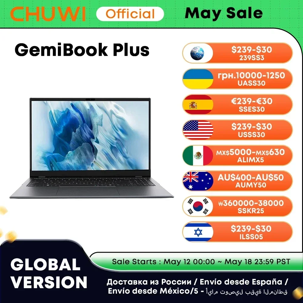 

Top! GemiBook Plus Laptop 15.6" Intel N100 Graphics for 12th Gen 1920*1080P 16GB RAM 512GB SSD With Cooling Fan Windows 11