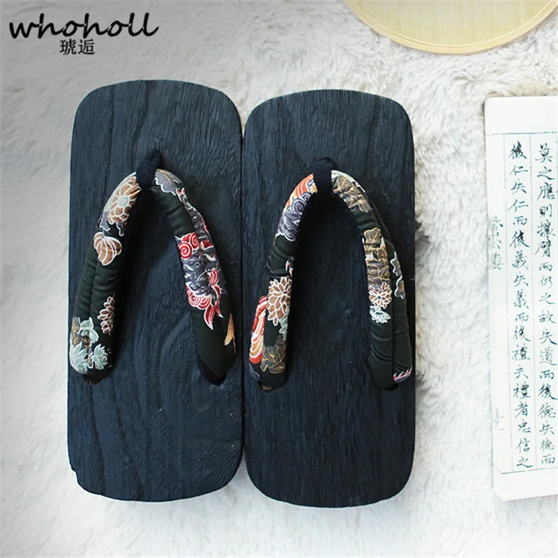 Whoholl Originele Geta Man Vrouwen Japanse Kimono Klompen Cosplay Kostuums Houten Schoenen Slippers Platform Twee Tanden Slippers