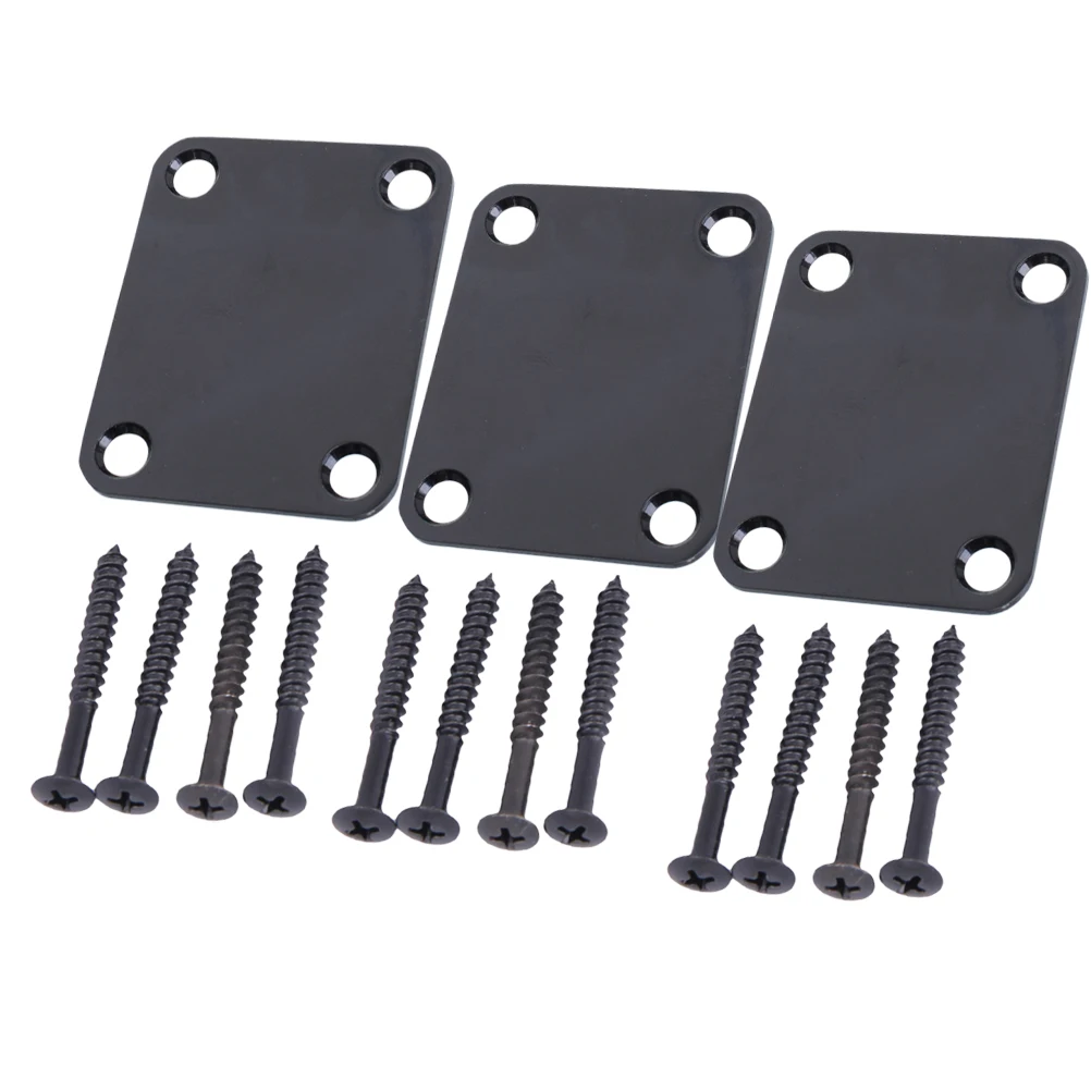 

Guitar Neck Plate Reinforcement Board for Electric Bass Connecting Headplates Black Metal Durable Easy Install Precision Design